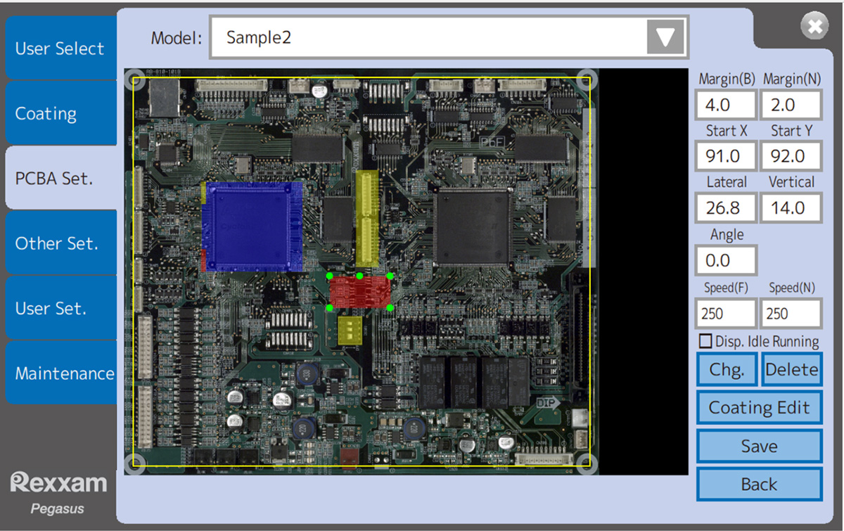 Easy setting of coating area