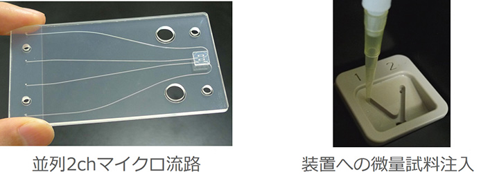 並列2chマイクロ流路　装置への微量試料注入